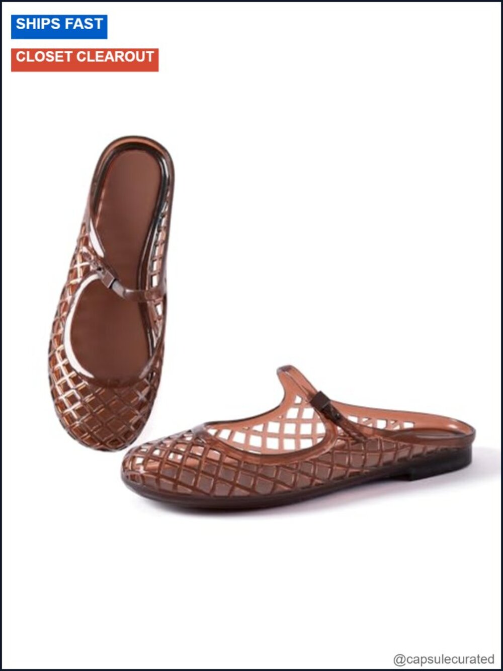 Women's Mary Jane Jelly Mule Sandals Waterproof Slip-On Flat